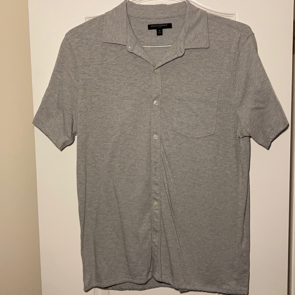 BR Light Gray Short Sleeve Button Down Shirt